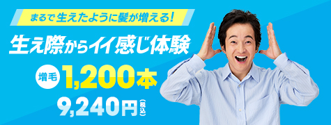 生え際からいい感じ体験。増毛1,200本 9,240円(税込)