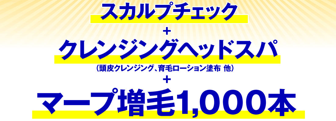 スカルプチェック＋クレンジングヘッドスパ＋マープ増毛1000本
