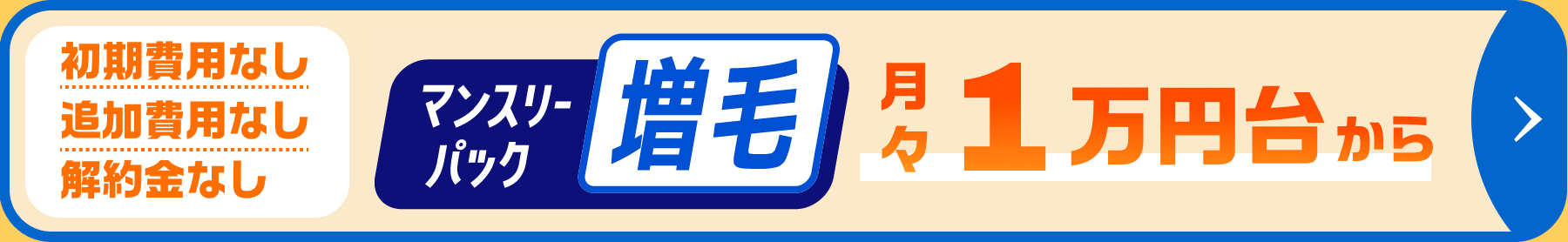 初期費用なし 追加費用なし 解約金なし マンスリーパック増毛 月々1万円台から