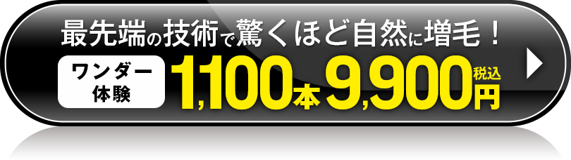 最先端の技術で驚くほど自然に増毛！ワンダー体験 1,100本9,900円税込