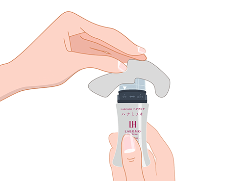 使用後はノズルについた薬液をしっかりと拭き取ってください。回転部のマークを「ぬる」マークに合わせたまま、キャップを閉めて保管してください。
